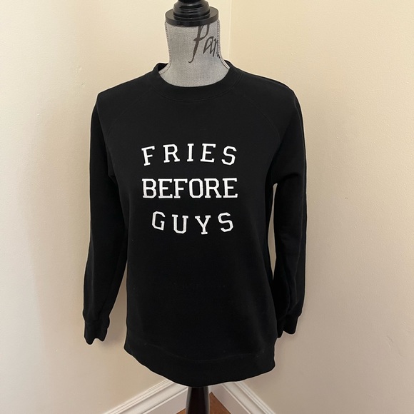 Brunette the Label Fries Before Guys Black Sweatshirt, XS/S - Picture 3 of 15